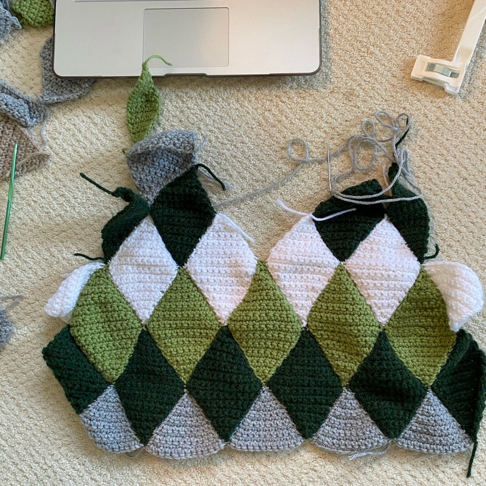 Homemade Crochet Green, Black and White Sweater Vest - Picture 2 of 5